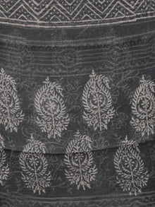 Grey Black Ivory Hand Block Printed Cotton Suit-Salwar Fabric With Chiffon Dupatta (Set of 3) - SU01HB342