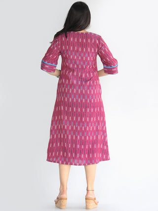 Zafrah - Handwoven Ikat Cotton Button Dress - D413F1448