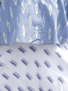 White Blue green Handloom Ikat Cold Shoulder Cotton Dress -  D110F938