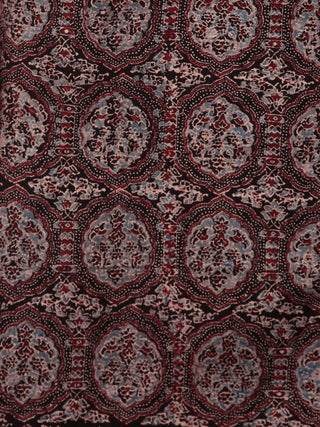 Black Maroon Indigo Ajrakh Hand Block Printed Kurta in Natural Colors - K73BP0137