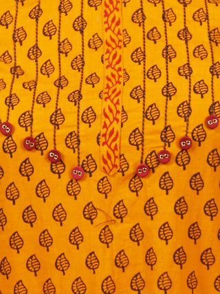Orange Brown Bagh Printed Kurta in Natural Colors - K130F1705
