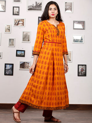 Orange Maroon Black Bagh Printed Kurta in Natural Colors - K131F1722