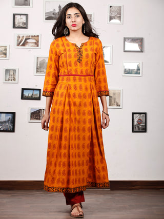 Orange Maroon Black Bagh Printed Kurta in Natural Colors - K131F1722