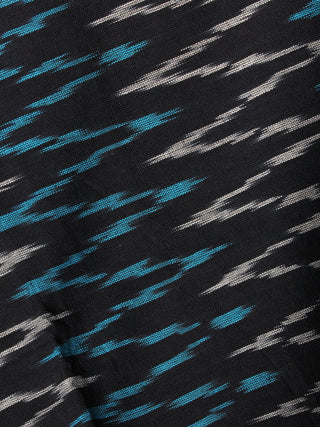 Azure Black White Ikat Handwoven Cotton Suit Fabric Set of 3 - S1002021