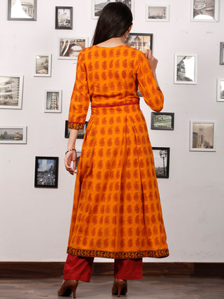 Orange Maroon Black Bagh Printed Kurta in Natural Colors - K131F1722