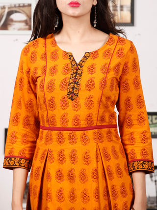Orange Maroon Black Bagh Printed Kurta in Natural Colors - K131F1722