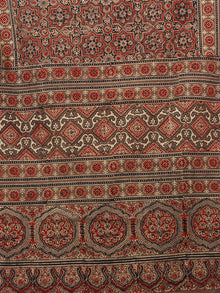 Brown Beige Maroon Black Mughal Nakashi Ajrakh Hand Block Printed Cotton Stole - S63170130