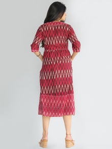 Lafiza - Handwoven Ikat Cotton Midi Dress With Front Pockets - D415F861