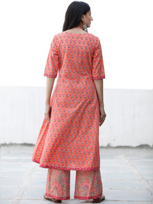 Peach Time - Cotton Hand Block Printed Kurta & Pants - Set of 2 - SS01F1934