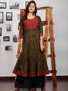 Green Red Yellow Black Ajrakh Hand Block Printed Kurta - K62BP019