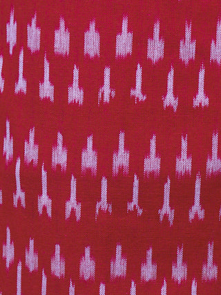 Red Black White Ikat Handwoven Cotton Suit Fabric Set of 3 - S1002023