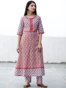 Pastel Flowers - Block Printed Kurta & Pants - Set of 2 - SS01F1860