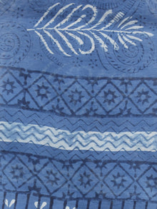 Blue Ivory Chanderi Hand Black Printed & Hand Painted Dupatta - D04170233