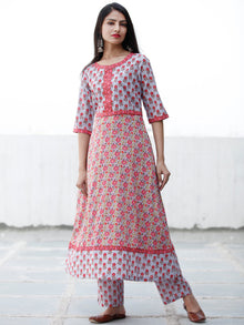 Pastel Flowers - Block Printed Kurta & Pants - Set of 2 - SS01F1860