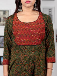 Green Red Yellow Black Ajrakh Hand Block Printed Kurta - K62BP019