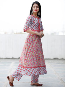 Pastel Flowers - Block Printed Kurta & Pants - Set of 2 - SS01F1860