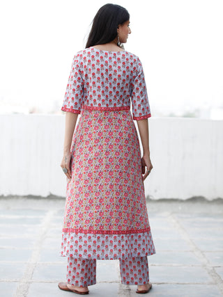 Pastel Flowers - Block Printed Kurta & Pants - Set of 2 - SS01F1860