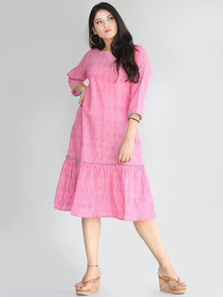 Mohisa - Handwoven Ikat Cotton Tiered Dress - D417F1473