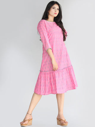 Mohisa - Handwoven Ikat Cotton Tiered Dress - D417F1473