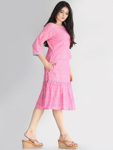 Mohisa - Handwoven Ikat Cotton Tiered Dress - D417F1473
