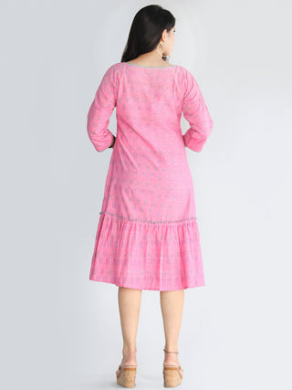 Mohisa - Handwoven Ikat Cotton Tiered Dress - D417F1473