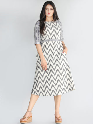 Vashti - Handwoven Cotton Silk Ikat Midi Dress - D418F1452