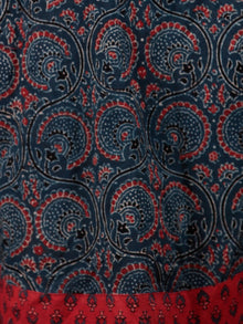 Indigo Red Black Beige Ajrakh Hand Block Printed Kurta in Natural Colors - K71BP018
