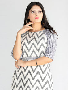 Vashti - Handwoven Cotton Silk Ikat Midi Dress - D418F1452