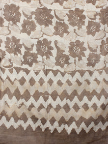 Beige White Cotton Mul Hand Block Printed Dupatta - D0417073