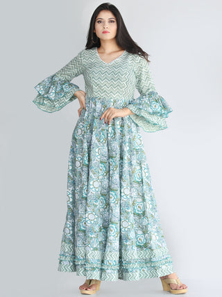 Raima - Hand Block Printed Panel Long Dress - D420F2246