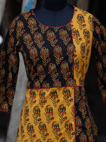 Black Yellow Maroon Green Hand Printed Ajrakh Kurta - K57BPA072