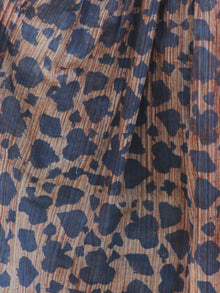 Indigo Brown Beige Hand Block Cotton Dress With Tie-Up Waist And Tassel Details -  D85F785