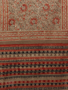 Brown Beige Maroon Black Mughal Nakashi Ajrakh Hand Block Printed Cotton Stole - S63170136