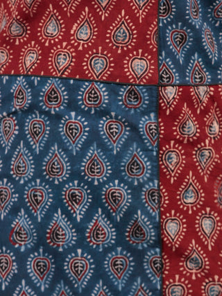 Indigo Maroon Black Beige Hand Printed Ajrakh Kurta in Natural Colors - K57BPA142