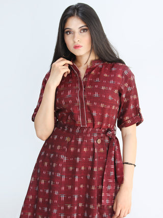 Hayfa - Handwoven Doube Ikat Midi Dress - D421F664