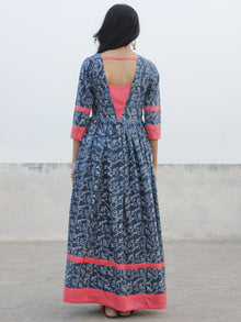 Indigo Ivory Kashish Long Hand Block Cotton Dress With Back Details  - D137F980