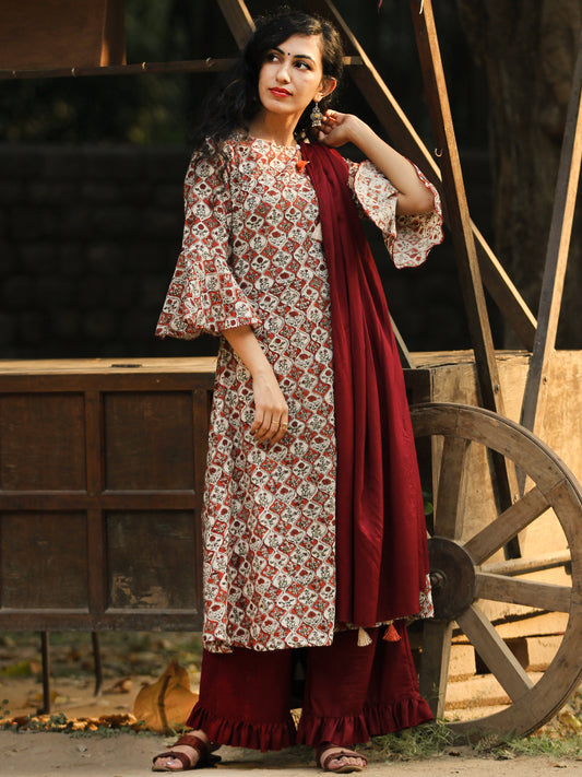 Classy Bells - Hand Block Printed Kurta Set With Dupatta - SS01F896