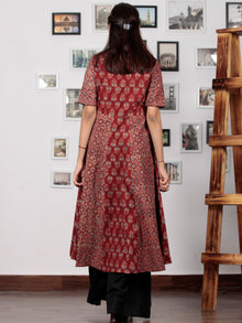 Red Beige Black Blue Ajrakh Hand Block Printed Kurta  - K64BP0128