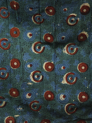 Long Sleeveless Hand Block Printed Cotton Dress With Knife Pleats & Side Pockets