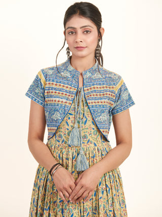 Fiza Saira Long Jacket Dress With Gathers