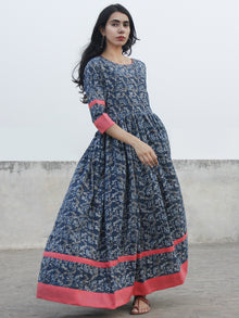 Indigo Ivory Kashish Long Hand Block Cotton Dress With Back Details  - D137F980