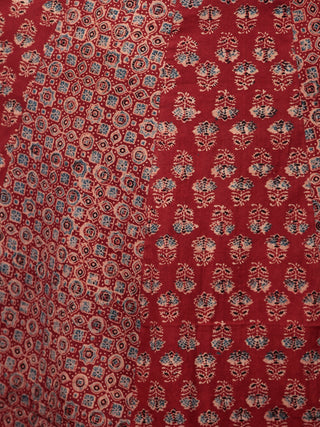 Red Beige Black Blue Ajrakh Hand Block Printed Kurta  - K64BP0128