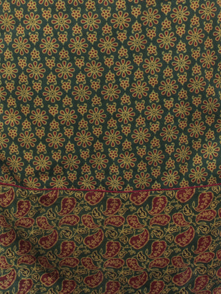Green Maroon Biege Ajrakh Block Printed Kurta With Side Slits  - K1167301