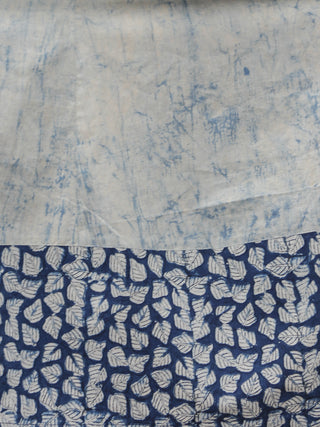 Light Blue Ivory Indigo Hand Block Printed Kurti With 3/4 Sleeve - K15F470