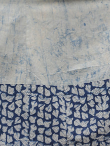 Light Blue Ivory Indigo Hand Block Printed Kurti With 3/4 Sleeve - K15F470
