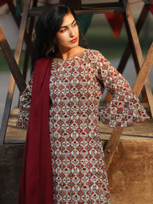 Classy Bells - Hand Block Printed Kurta Set With Dupatta - SS01F896