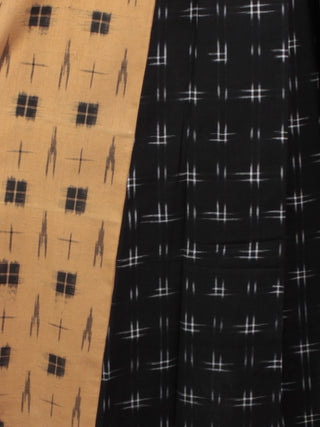 Black Mustard Grey Handwoven Double Ikat Dress With Front Pleats  - D5266601