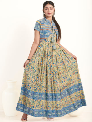 Fiza Saira Long Jacket Dress With Gathers