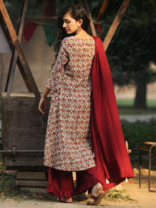 Classy Bells - Hand Block Printed Kurta Set With Dupatta - SS01F896