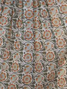 Ivory Green Orange Red Hand Block Printed Long Cotton Dress With Back Style  - D189F1059